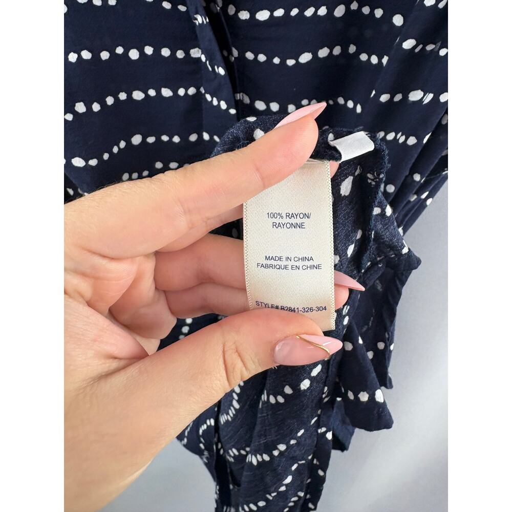 Women’s Bella Dahl Small Navy Sleeveless Blouse w/ White Polka Dots - Picture 6 of 6